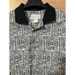 Crossings Cotton Polo Casual Shirt Men’s Sz L Graphic print White/Black/tan